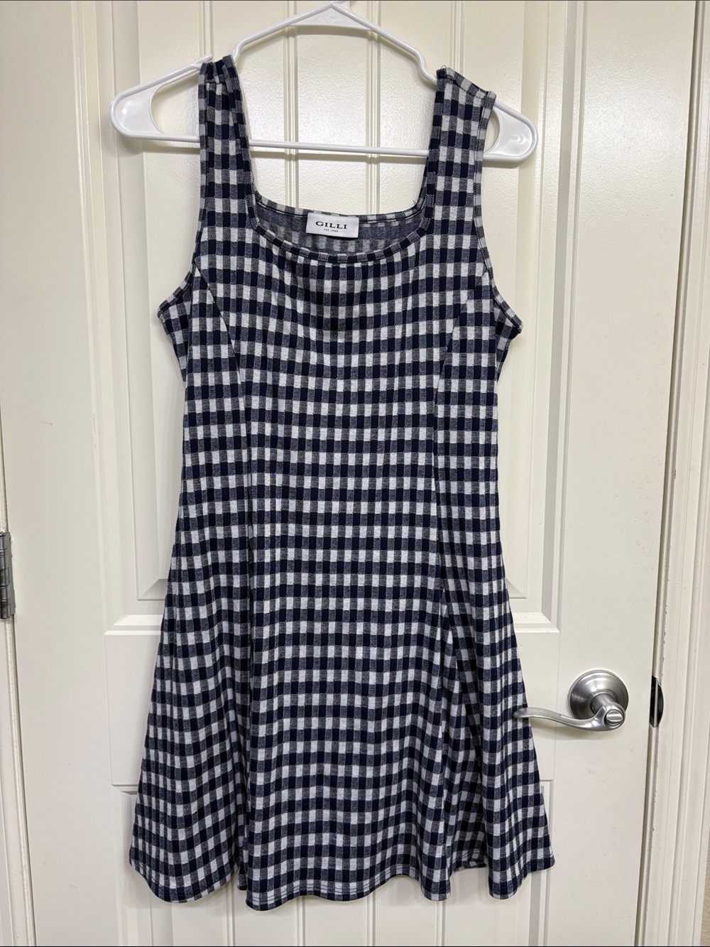 Gilli Navy and White Gingham Tank Dress